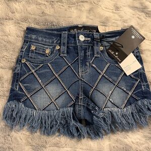 Stella in dreams  Indigo Denim Shorts with Fringe